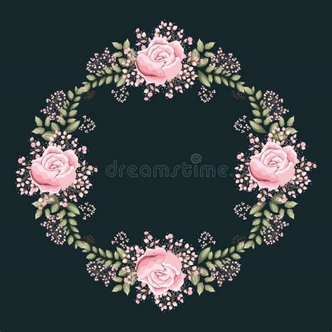 Pink Rose Flower With Buds And Leaves Painting Vector Design Stock