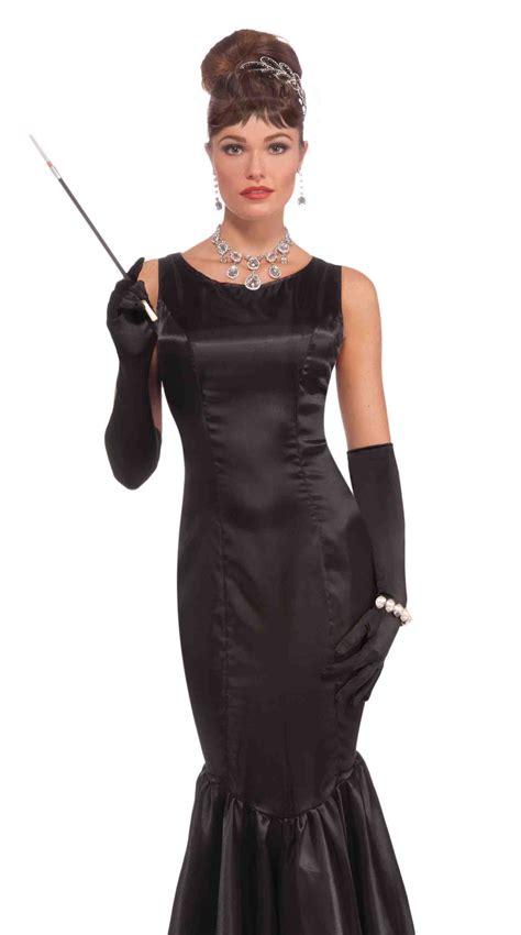 Retro Film Star Audrey Hepburn Halloween Fancy Dress Costume Black