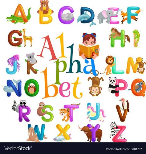 Animals Alphabet Set For Kids Abc Education In Preschoolcute Animals