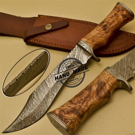 Damascus Bowie Knife Custom Handmade Damascus Steel Hunting