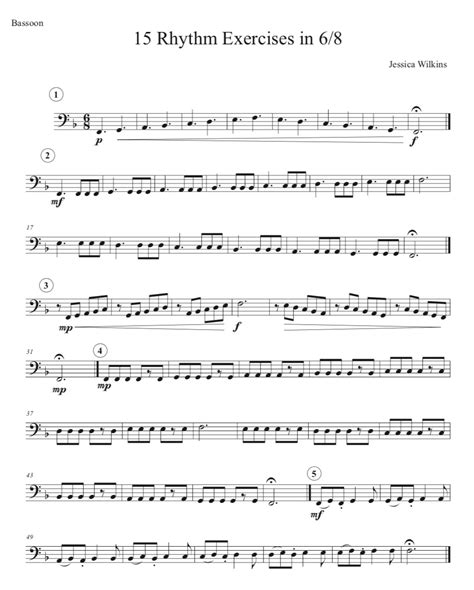 15 Rhythm Exercises In 68 Solo Bassoon Digital Download Jdw