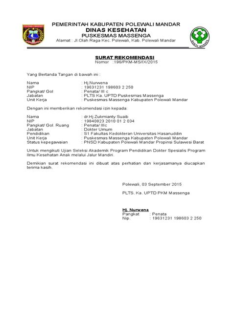 Contoh surat pengunduran diri dari guru. Dinas Kesehatan: Pemerintah Kabupaten Polewali Mandar ...