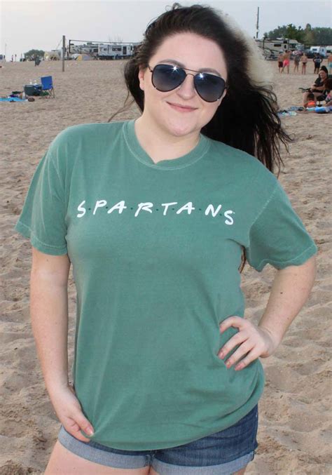 Michigan State Spartans Womens Green Wordmark Dots Short Sleeve T Shirt