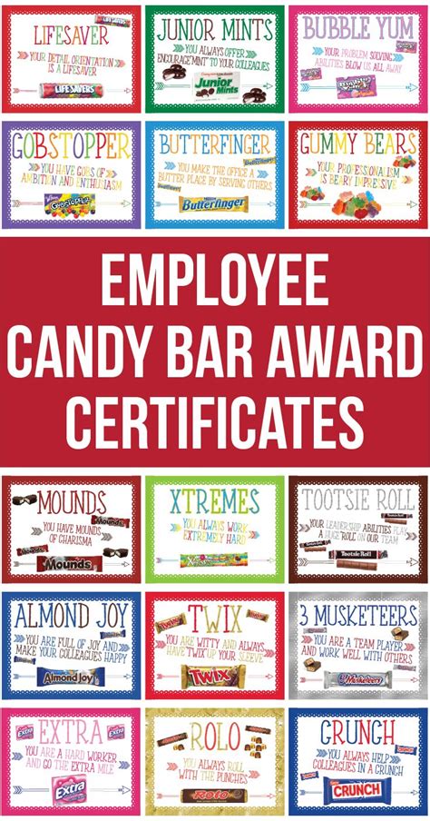 38 Employee Candy Bar Awards Candy Bar Award Certificates Co Worker