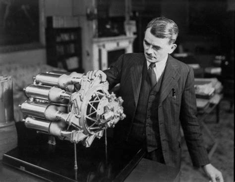 Many people who witnessed these tests had never seen a man take flight. Sir Frank Whittle poses with a model of his experimental ...