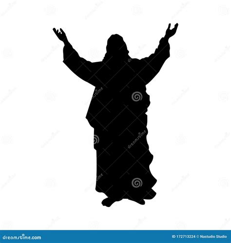 Silhouette Jesus With Two Hands Vector Stock Vector Illustration Of