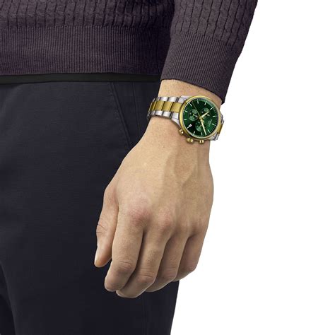 Tissot Chrono XL Classic Gold PVD Green Dial Quartz Watch 45mm