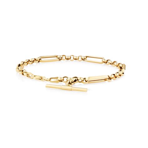 19cm Hollow Fob Bracelet In 10ct Yellow Gold
