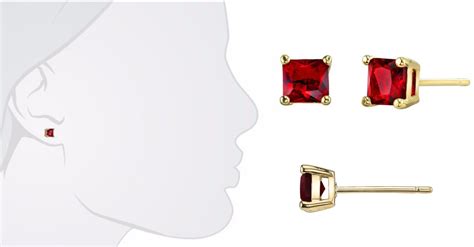 Lab Created Red Ruby Stud Earrings