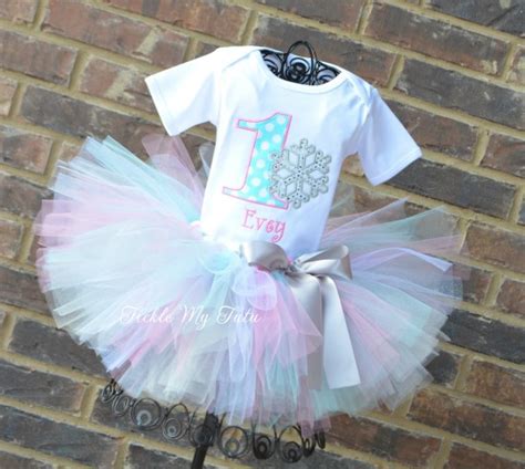 Winter Onederland Aqua Dot And Pink Evey Snowflake Birthday Tutu Outfit