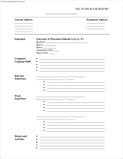Blank Resume Template Free Samples Examples And Format Resume