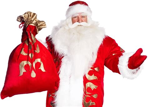 Real Santa Claus Happy With A Red Bag Png