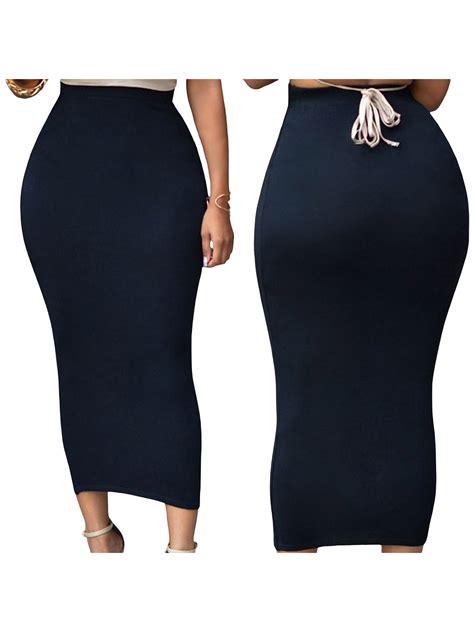 Women Thick High Waist Slim Skirt Body Con Stretch Long Maxi Women Pencil Skirt