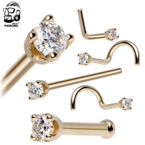 Pcs Lot Stainless Steel Crystal S Shape Nose Rings Nose Studs Hooks