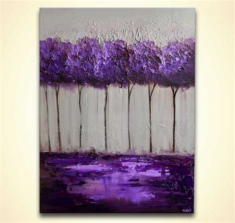 Painting For Sale Purple Gray Blooming Tree Painting 8398