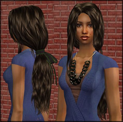Mod The Sims Nouk Jessica Hair Long Wavy Low Ponytail For The Sim