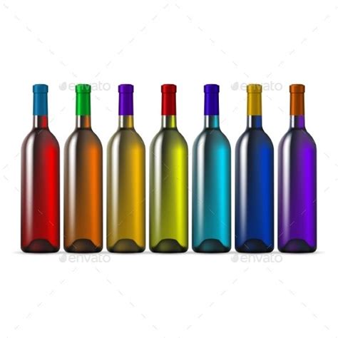 Color Glass Wine Bottles Color Vector Wine Bottle Bottles Decoration