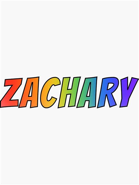 Zachary First Name Rainbow Gradient Pattern Sticker By Aponx