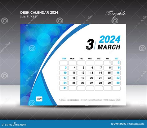March 2024 Template Desk Calendar 2024 Year Template Wall Calendar