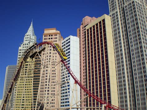 Riders reach speeds of over 60 m.p.h., are lifted 203 feet and dropped 114 feet, get barrel rolled and twisted, and at the end, you can get a picture of the look on your face when you hit 67 m.p.h. Roller Coaster - New York, New York Hotel & Casino