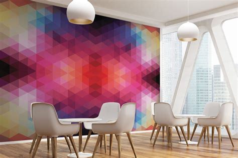 Vibrant Multicoloured Triangles Print A Wallpaper