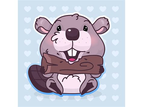 Cute Beaver Kawaii Cartoon Vector Character By Ntl Studio ~ Epicpxls