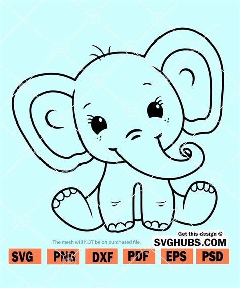 Baby Elephant SVG, Elephant svg, Cute Baby Elephant SVG, baby elephant