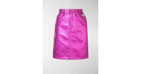Msgm Metallic Denim Skirt In Purple Lyst