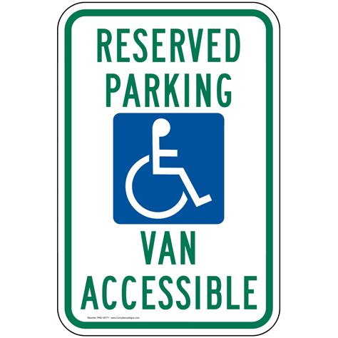 Ada Reserved Parking Van Accessible Sign Pke 16771 Parking Handicapped