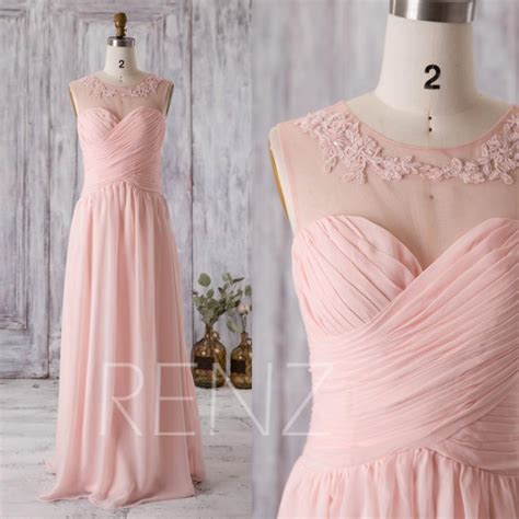 2016 Peach Chiffon Bridesmaid Dress Sweetheart Illusion Wedding Dress