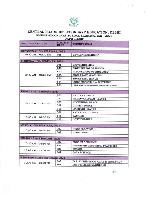 Cbse Class 12 Datesheet For Board Exams 2022 2023