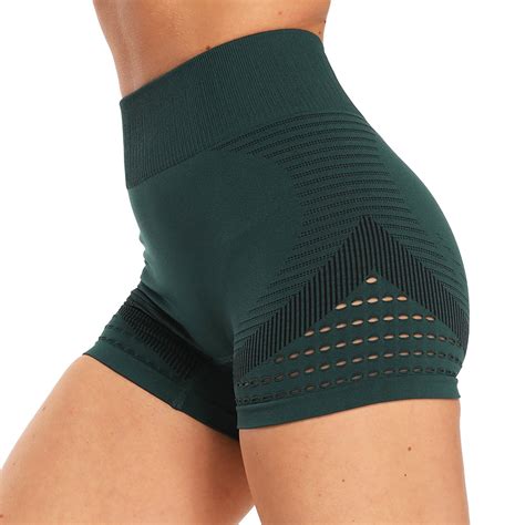 SEASUM High Waist Yoga Shorts For Women Seamless Tummy Control Hollow