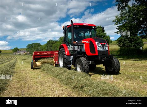 Baling hay in Upper Teesdale with a Zetor Proxima 75 tractor and flat ...