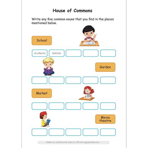 Worksheet For Nouns For Grade 2 Worksheets For Kindergarten