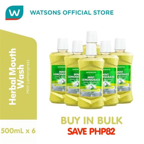 watsons mint lemongrass herbal mouthwash 500ml x 6s lazada ph