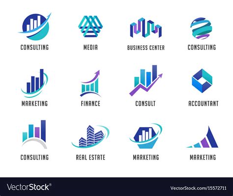 Marketing Finance Sales And Business Logos Vector Image