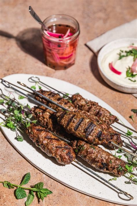 Mediterranean Ground Beef Kabobs With Whipped Feta Stem Spoon