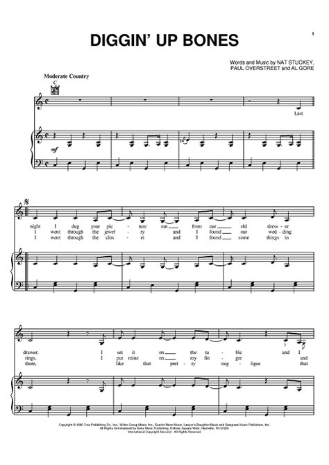 Diggin Up Bones Sheet Music By Randy Travis For Pianovocalchords Sheet Music Now