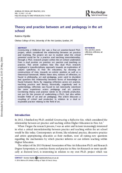 Pdf Theory And Practice Between Art And Pedagogy In The Art School Christopher Muronzi And