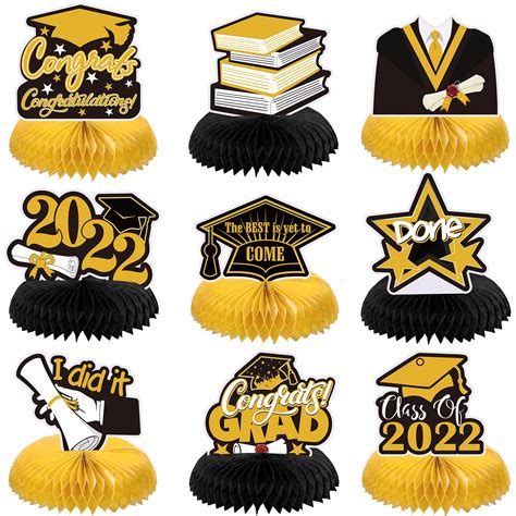 Buy 9 Pcs 2022 Graduation Party Decorations 2022 Congrats Grad Honeycomb Centerpieces Class Of