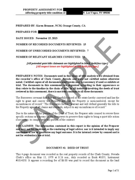 Chain Of Title Assessment Cota Sample Notary Public Deed Of Trust