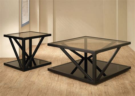 Think metal tables with clear glass tops and interesting bases. Occasional Square Black Coffee Table with Glass Top ...