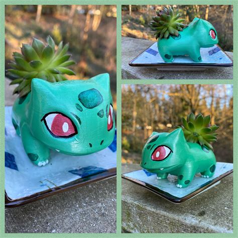 Painted A 3d Printed Bulbasaur Planter Potted His Succulent Today R