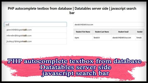 Php Autocomplete Textbox From Database Datatables Server Side