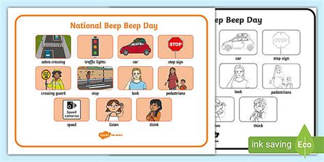 National Beep Beep Day Word Cards Teacher Made Twinkl