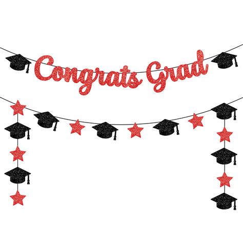 Buy Katchon Red Glitter Congrats Grad Banner 10 Feet No Diy Red