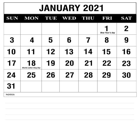 Editable 2021 Free Printable January 2021 Calendar