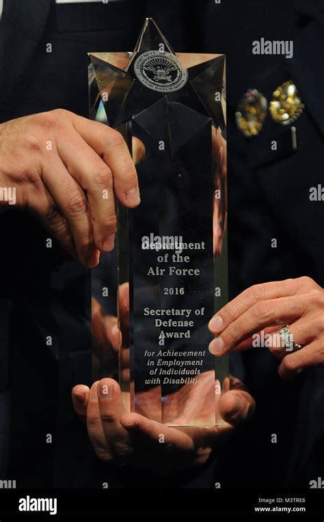 Close Up Shot Of Secretary Of Defense Award Trophy Awarded To The