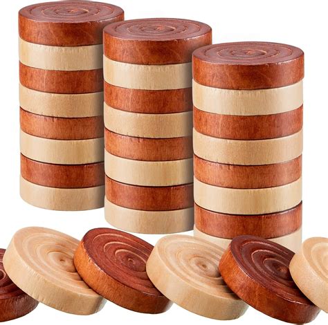 72 Pieces Wood Checkers 106 Inch Wooden Checkers Pieces