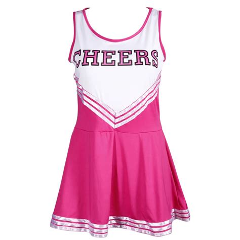 Pom Pom Girl Tank Top Dress Cheer Leader Pink Suit Costume M 34 36